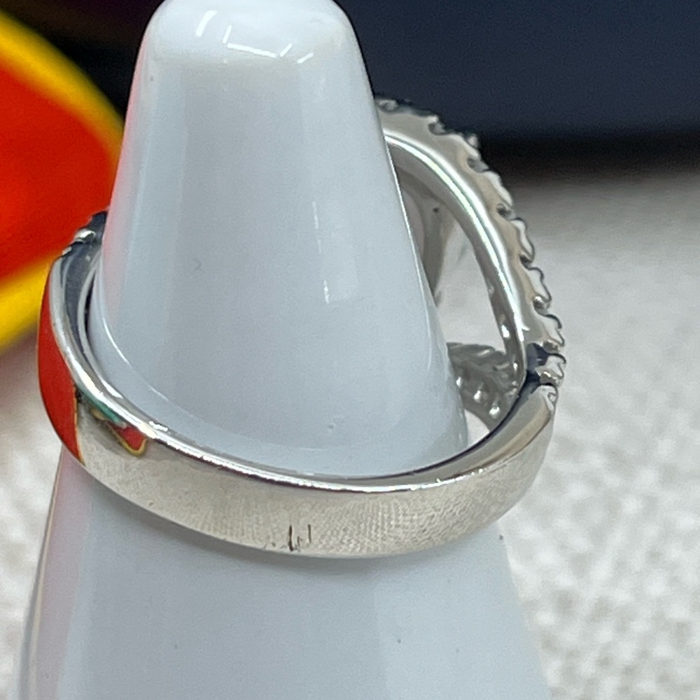 Vintage 925 Sterling Silver Oval Cut CZ Statement Ring – Size 6 - Picture 16 of 17